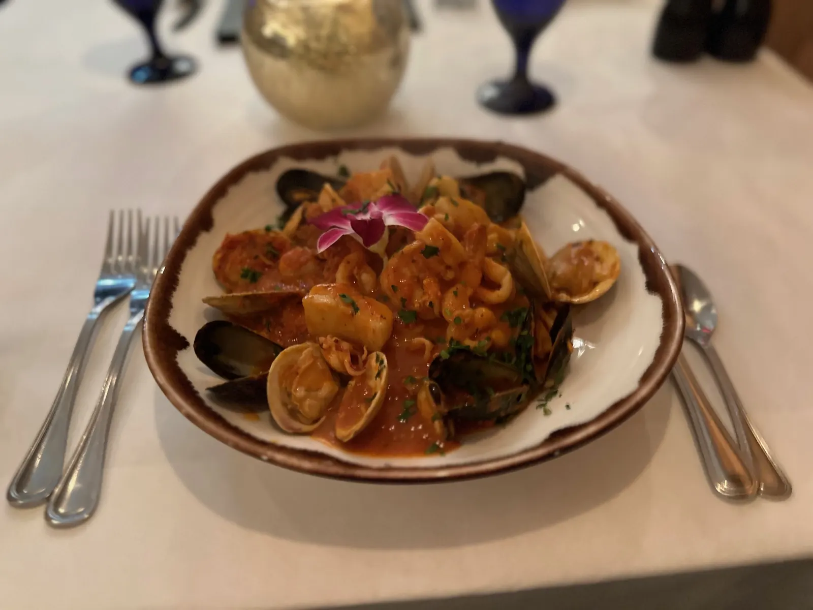 Seafood pasta with clams and mussels